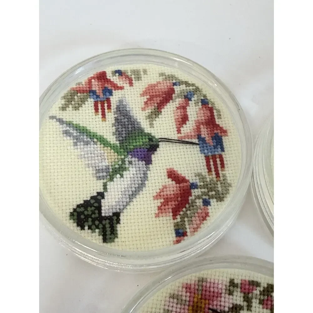 Cross Stitch C-14 HUMMINGBIRDS 3 Pack Acrylic Coasters - Fond Memories